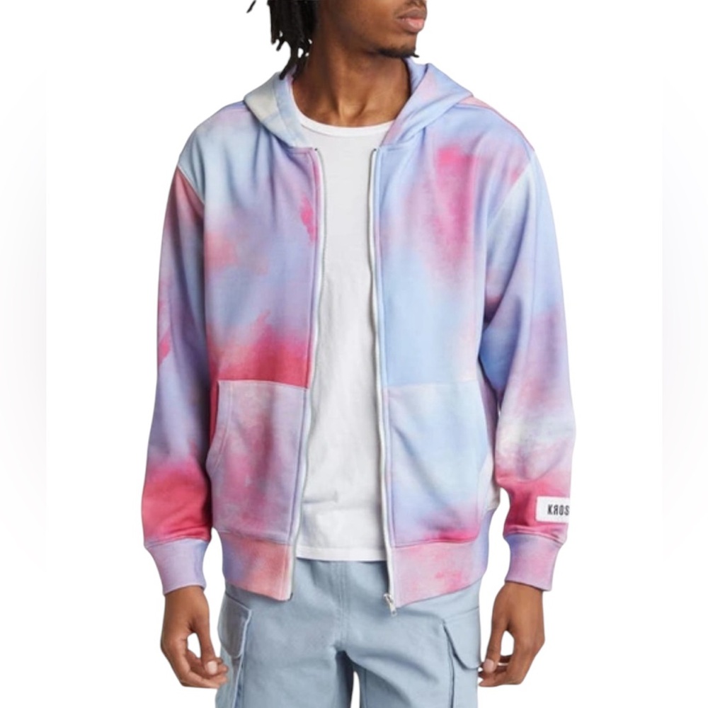 NEW KROST MENS TIE DYE FULL ZIP HOODIE L